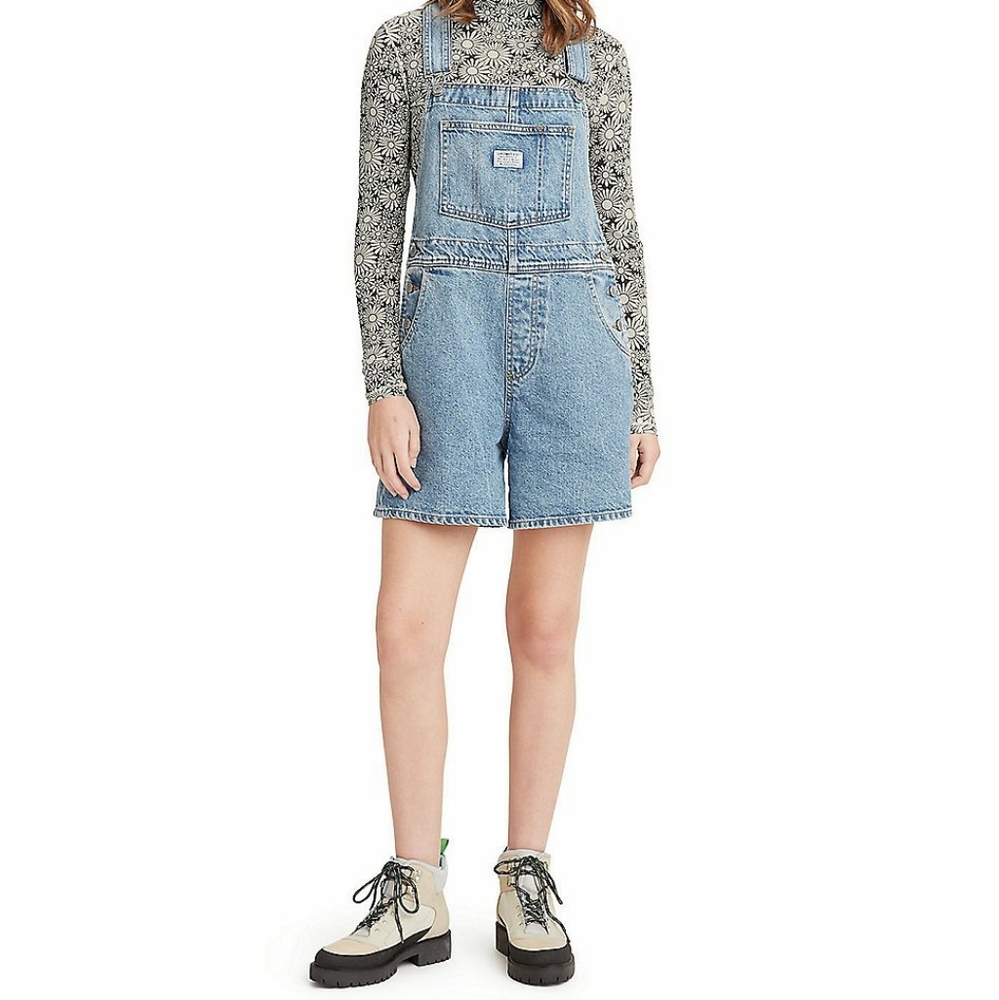 Levis Strauss Vintage Blue Denim Overall Shorts. Size XL